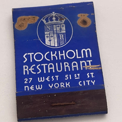 Stockholm Restaurant New York City Vintage Matchbook Cover TB8-MB2-6