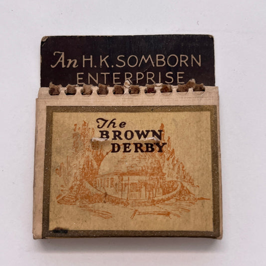 The Brown Derby H.K. Somborn Los Angeles Hollywood Vintage Matchbox TB6-MB3