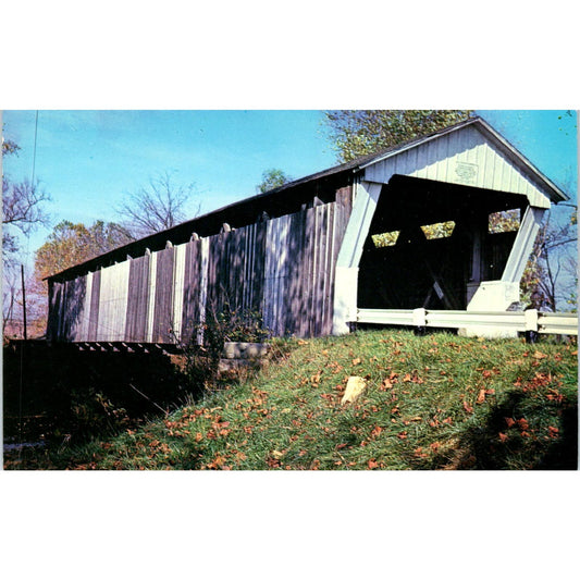 Burgotresser #3 Little Walnut Creek Canal Winchester Covered Bridge Postcard PC1