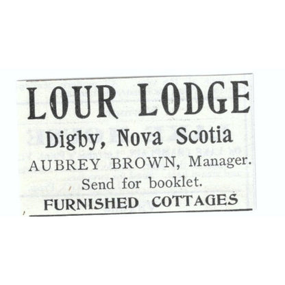 Lour Lodge Digby Nova Scotia Aubrey Brown 1903 Magazine Ad AF7-SS2