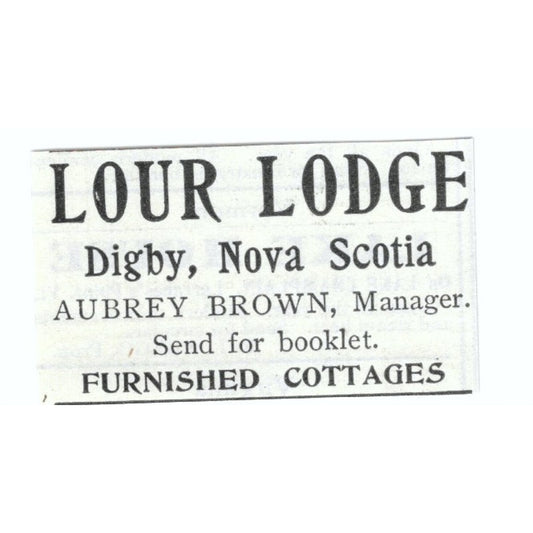 Lour Lodge Digby Nova Scotia Aubrey Brown 1903 Magazine Ad AF7-SS2