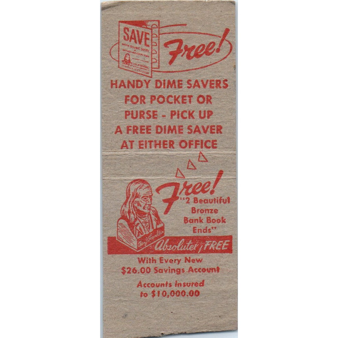 Ben Franklin Federal St. Paul Minneapolis Vintage Matchbook Cover SF4-Y8