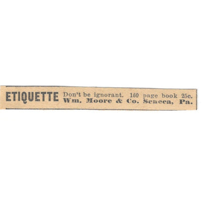 Etiquette Wm. Moore & Co Seneca PA 1910 Magazine Ad AF1-SS7