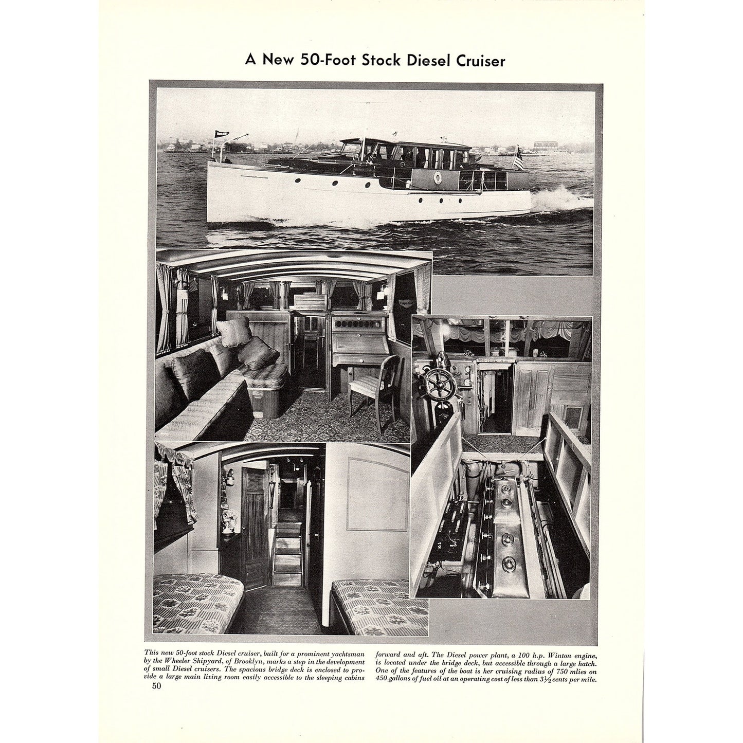 Pictures of a New 50-Foot Stock Diesel Cruiser Wheeler Shipyard 1932 V1-4