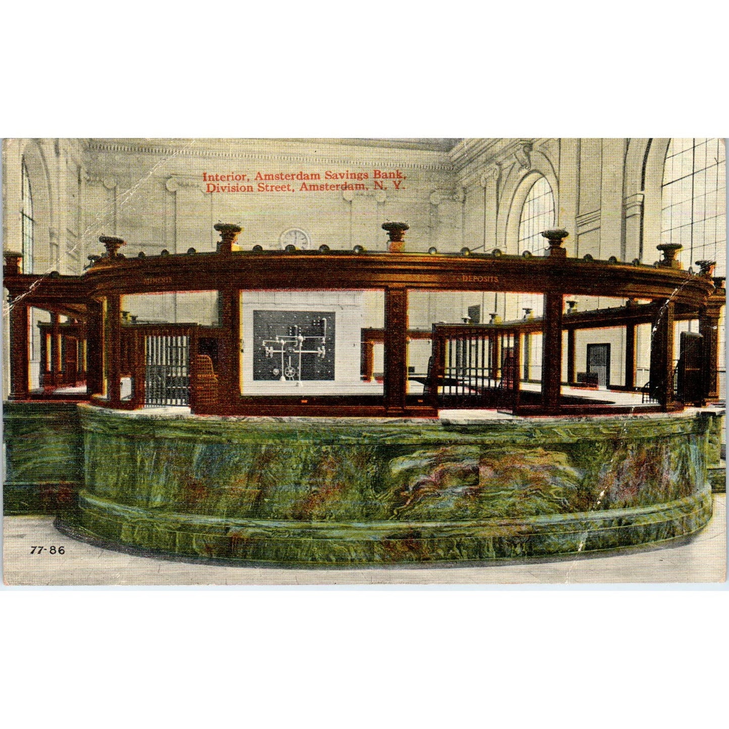 c1910 Interior Amsterdam Savings Bank Division St NY Original Postcard PC9