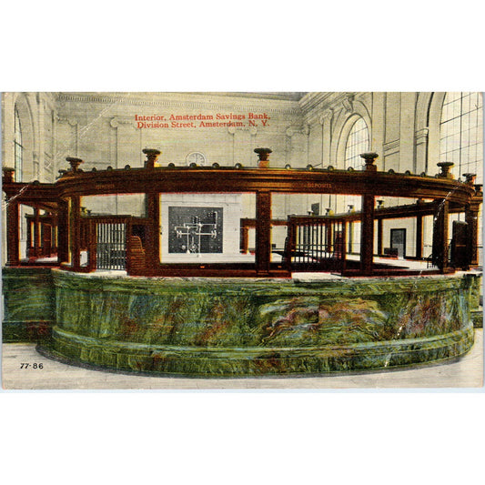 c1910 Interior Amsterdam Savings Bank Division St NY Original Postcard PC9