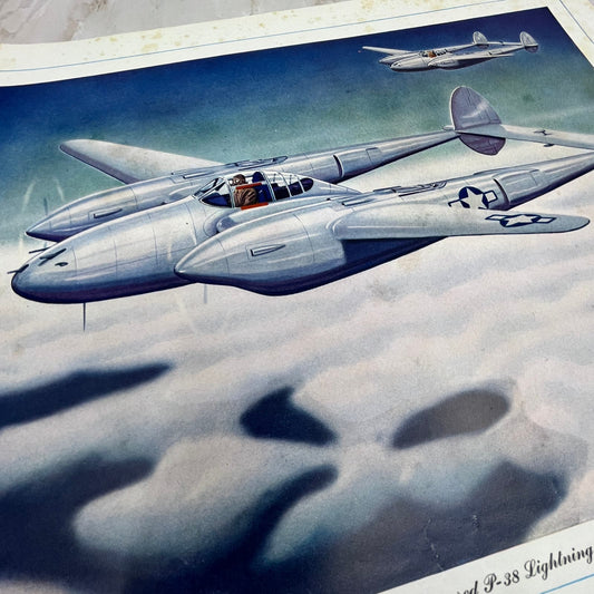 Allison Powered P-38 Lightning Vintage Print 10.5x13 FL6-4