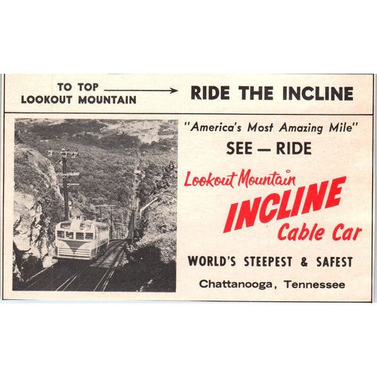 Lookout Mountain Incline Cable Car Chattanooga TN 1973 Magazine Ad AD8-B9