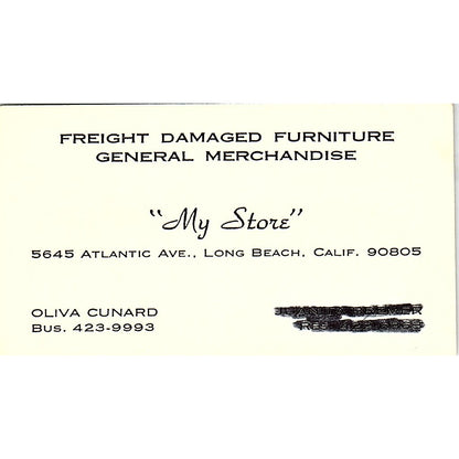 Freight Damaged Furniture My Store Oliva Cunard Vintage Business Card SF3-B2