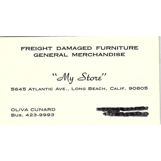 Freight Damaged Furniture My Store Oliva Cunard Vintage Business Card SF3-B2
