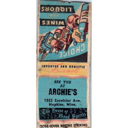 Archie's House of Good Spirits Hopkins MN Vintage Matchbook Cover SD4-Y15