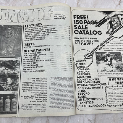 1985 March - Treasure Magazine - Treasure Hunting Metal Detecting Gold Coins M10