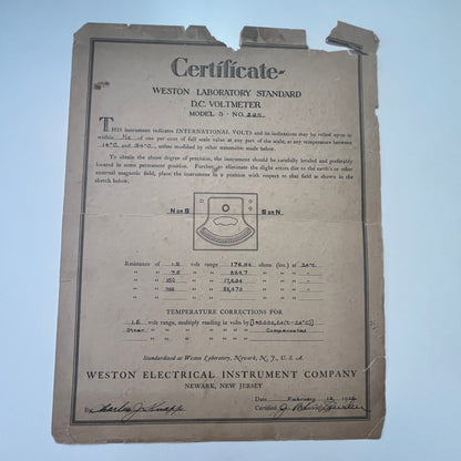 1920s Weston Laboratory Standard Voltmeter Ephemera Lot TG2-OB