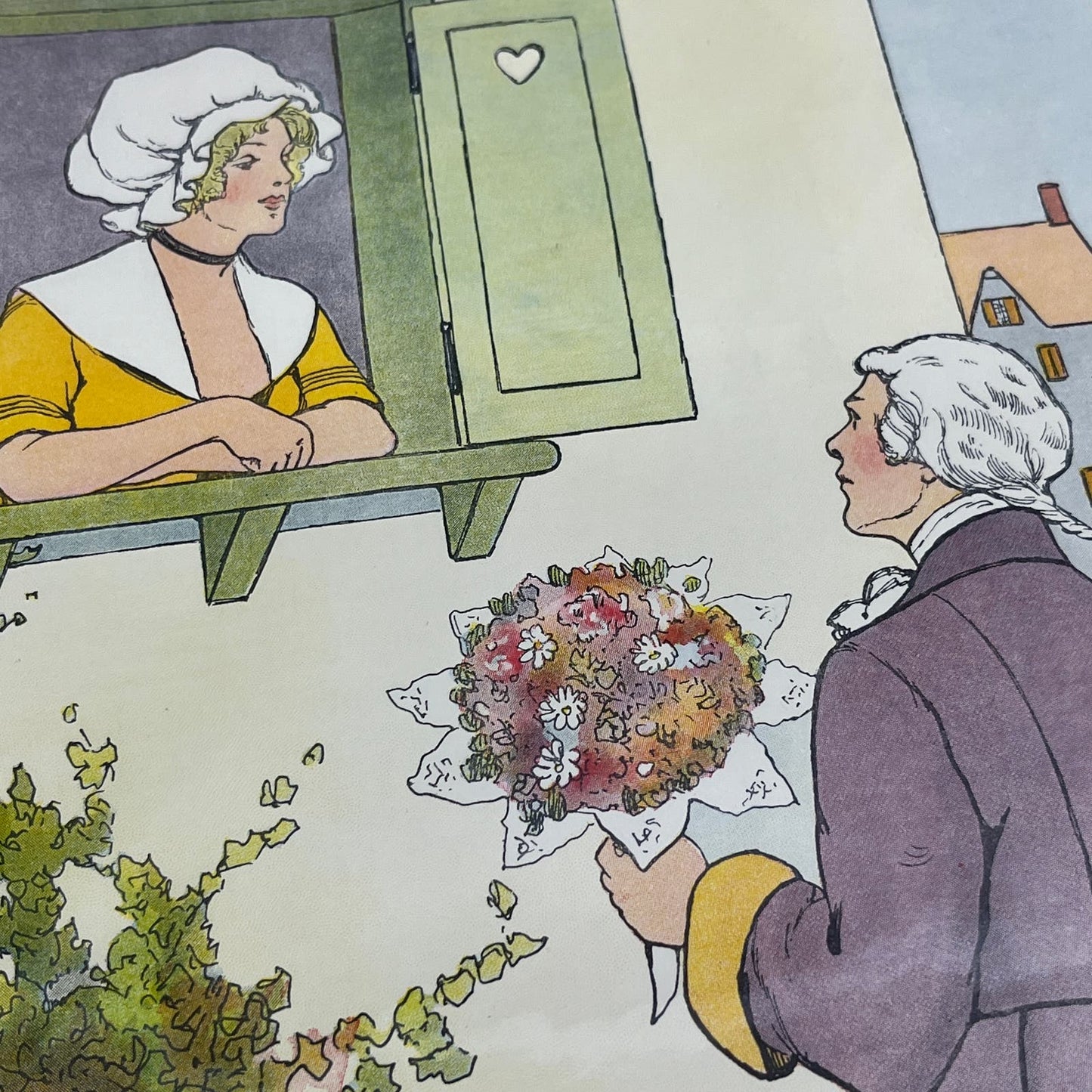 Young Roger and Dolly Mother Goose Nursery Rhyme Vintage Print Wright FL6-9