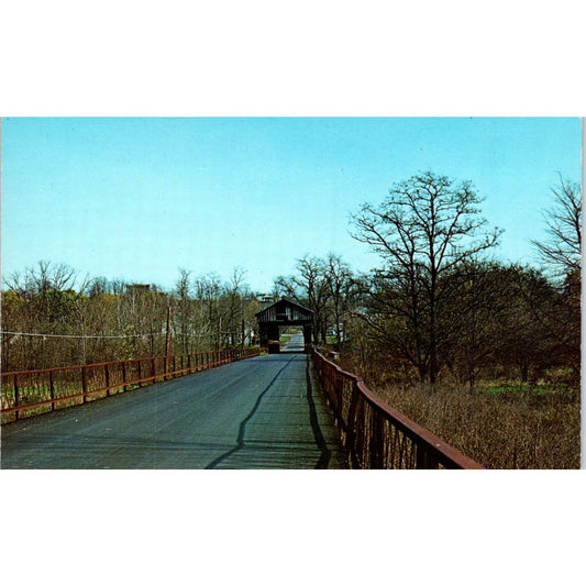 Brownsville Bridge Union County IN Vintage Covered Bridge Postcard PC16