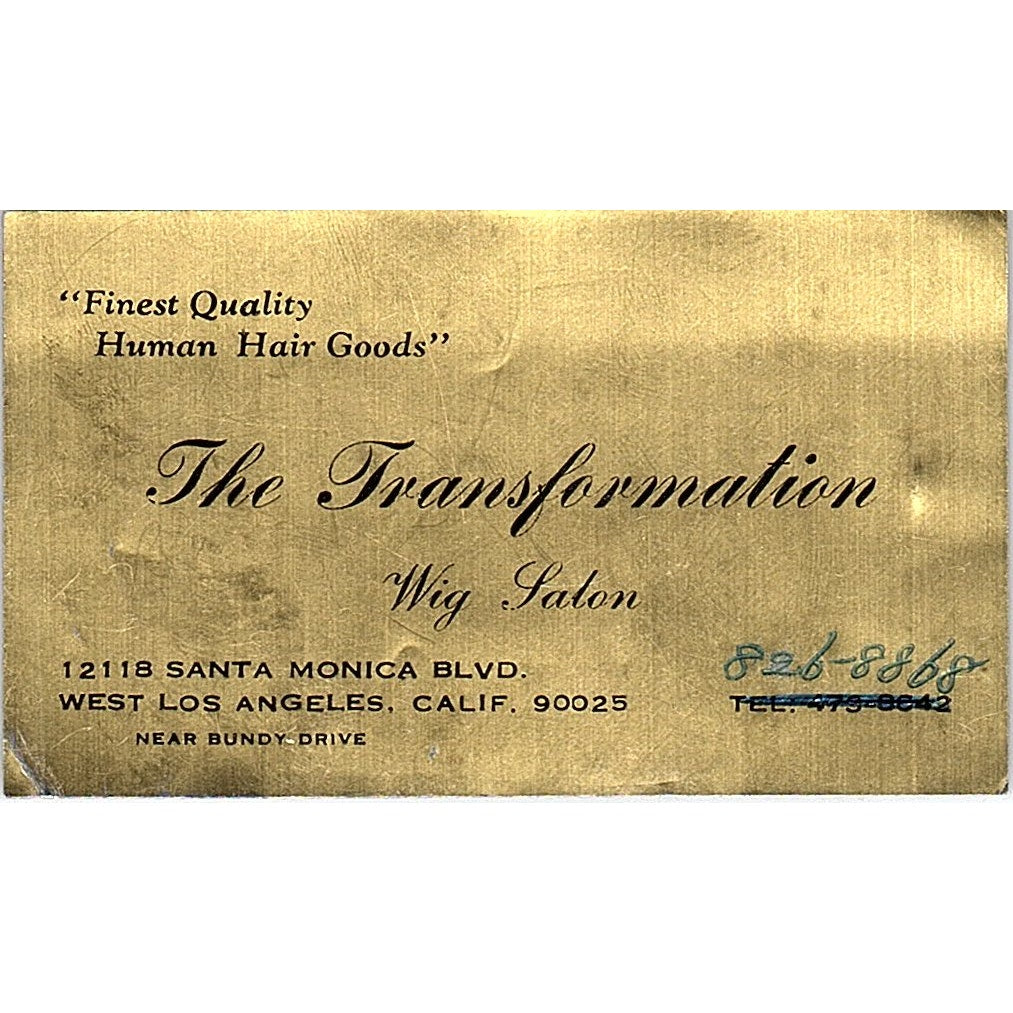 The Transformation Wig Salon Los Angeles CA Vintage Business Card SE5-B3