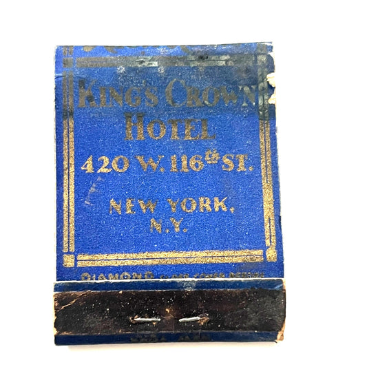 King's Crown Hotel 420 W 116th St New York Vintage Matchbook Cover TB6-MB1-2
