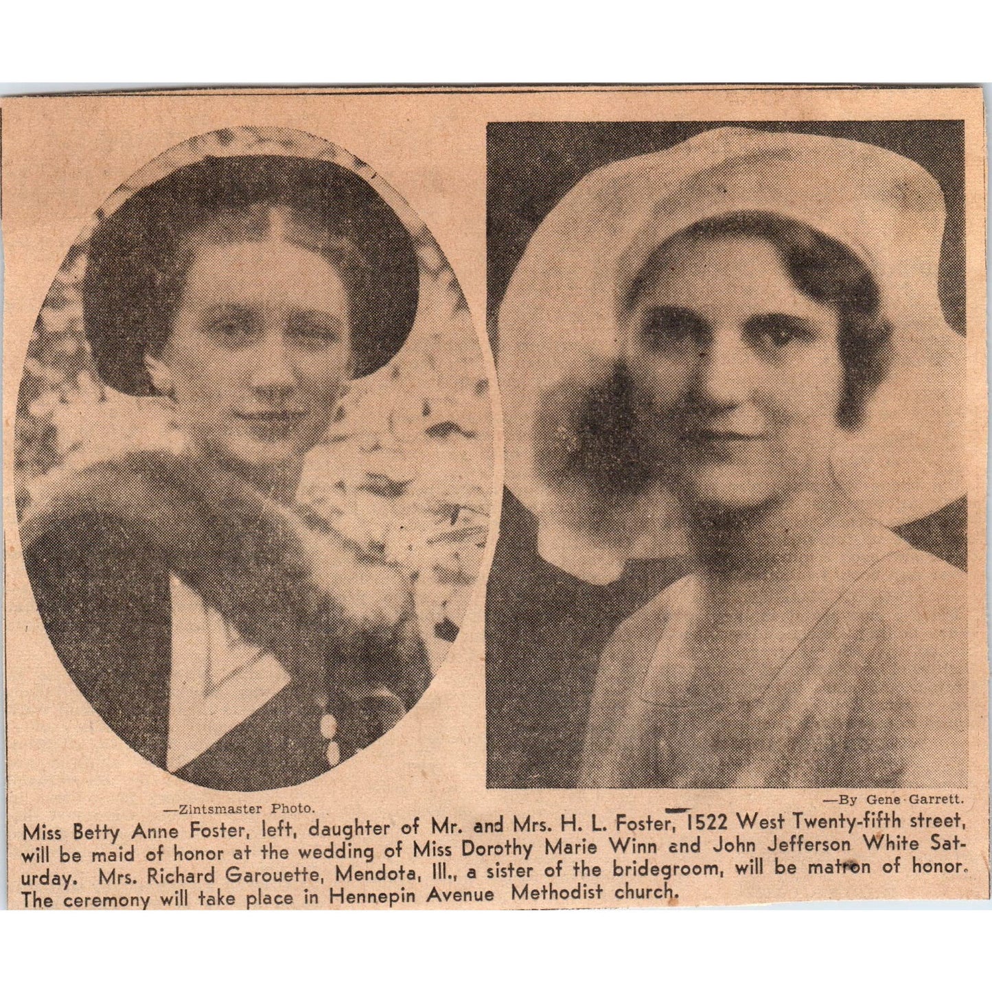 Betty Anne Foster Dorothy Marie Winn Jefferson 1935 Newspaper Article AE7-N3