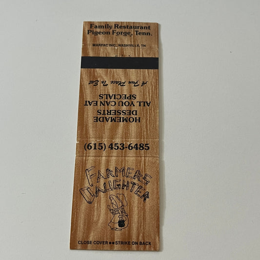 Farmers Daughter Family Restaurant Pigeon Forge TN Vintage Matchbook MB59-4