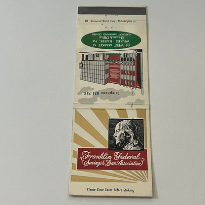 Franklin Federal Savings & Loan Wilkes-Barre PA Vintage Matchbook TB6-MB2-6