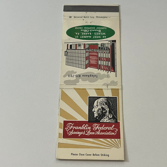 Franklin Federal Savings & Loan Wilkes-Barre PA Vintage Matchbook TB6-MB2-6