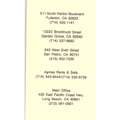 Dave Hall Bowers Companies Long Beach Vintage Business Card SD9-B11