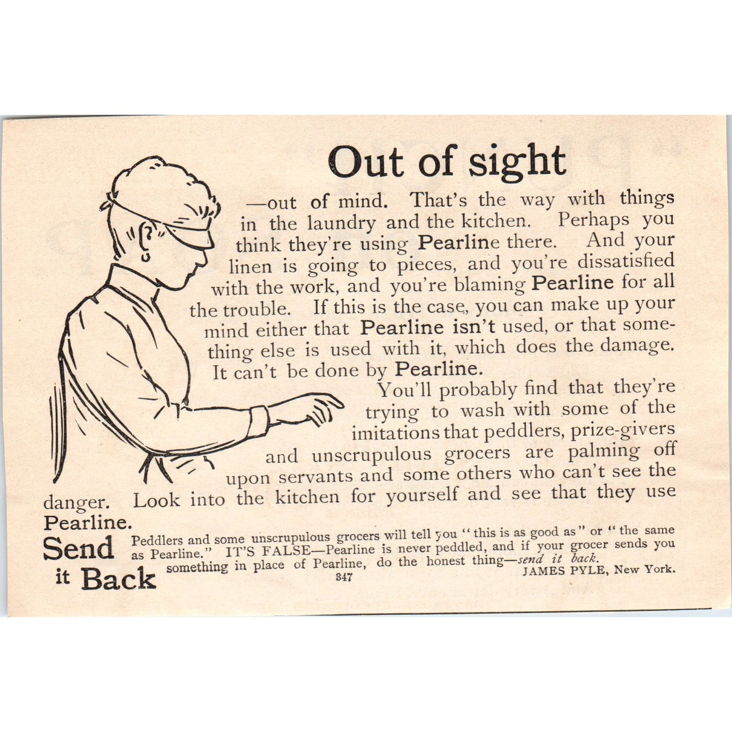 Pearline Soap Out of Sight James Pyle NY 1892 Magazine Ad AB6-SM2