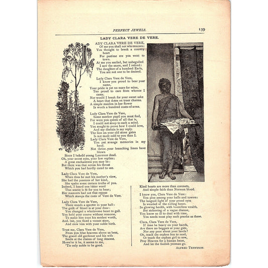 Lady Clara Vere De Vere Alfred Tennyson 1884 Poem TA5-CJ-3