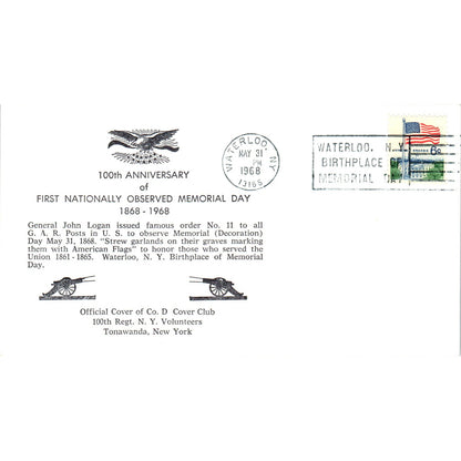 1968 Memorial Day 100th Co D Cover Club Tonawanda Warterloo Postal Cover TI5-PC1