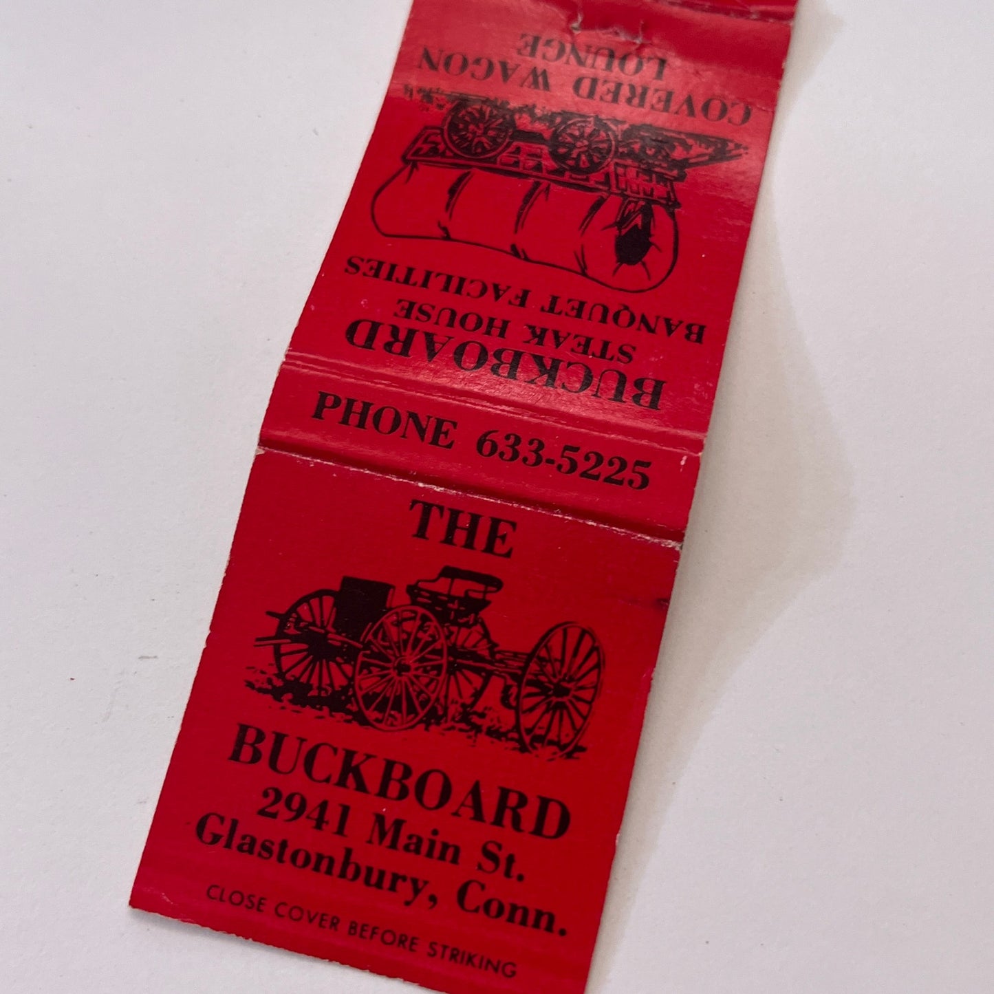 The Buckboard 2941 Main St Glastonbury CT Vintage Matchbook Cover TB6-MB1-10