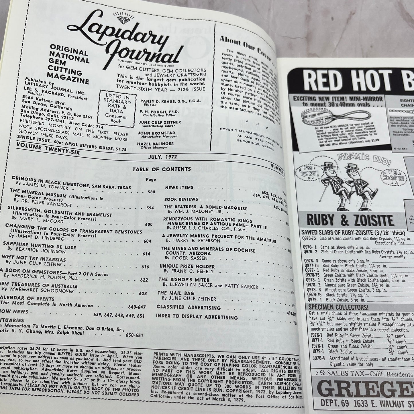 The Indian Chief Intarsia - Lapidary Journal Magazine - Jul 1972 M25