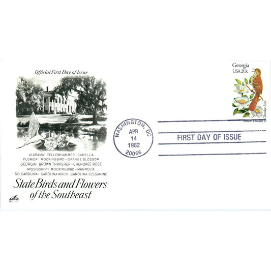 Georgia 1982 State Birds & Flowers of The Southeast First Day Issue TJ5-PC3