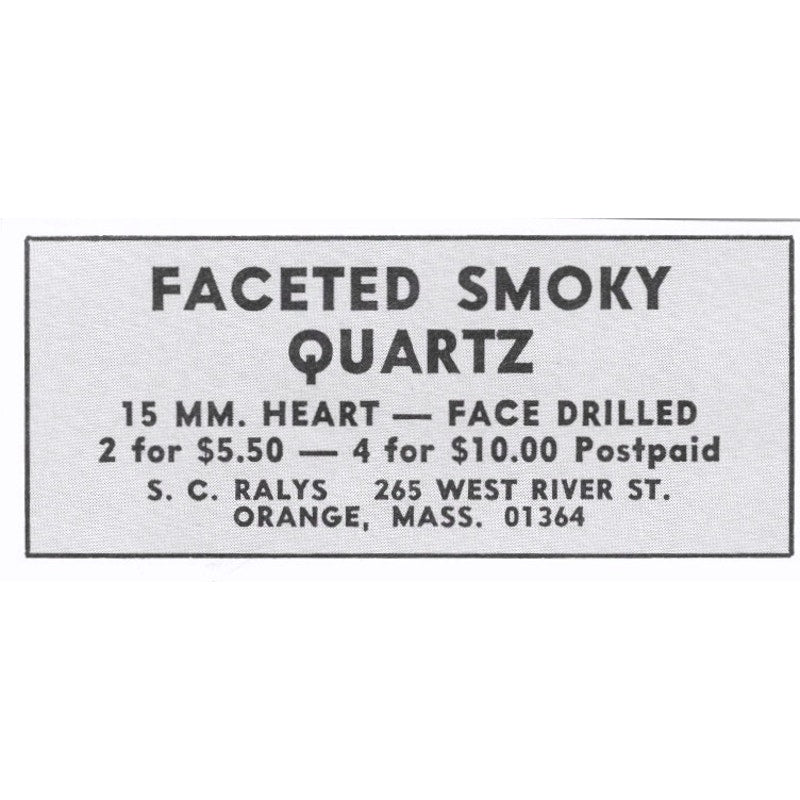 S.C. Ralys Faceted Smoky Quartz Orange MA 1972 Ad AF8-S5