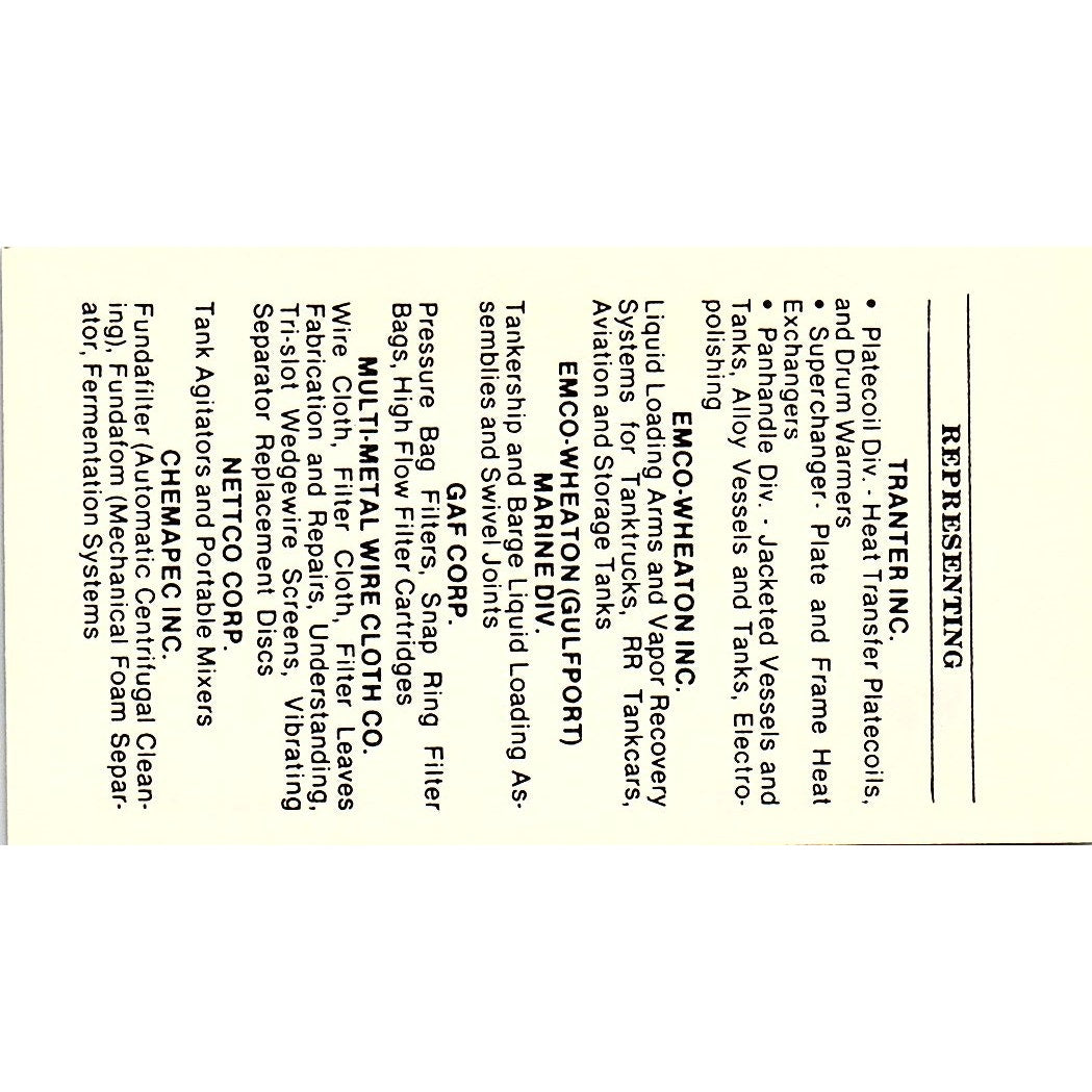 The Watts Company  Peter  J Farrow Houston Texas Vintage Business Card SB4-B9