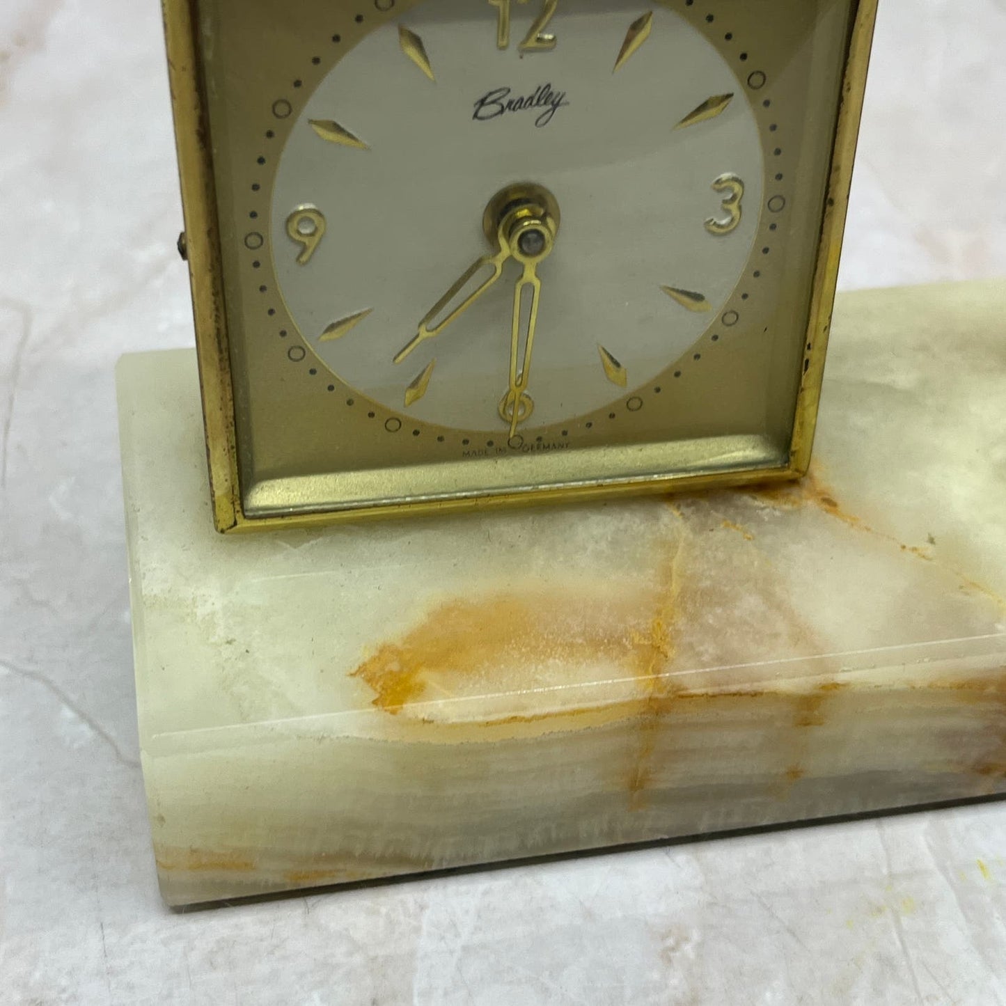Vintage Bradley Clock and Pen Desk Set Clock & Pen Set On Marble Base TI8