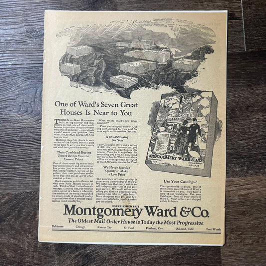 1925-26 Montgomery Ward & Co Fall & Winter Catalog Vintage Magazine Ad 10x13 V9