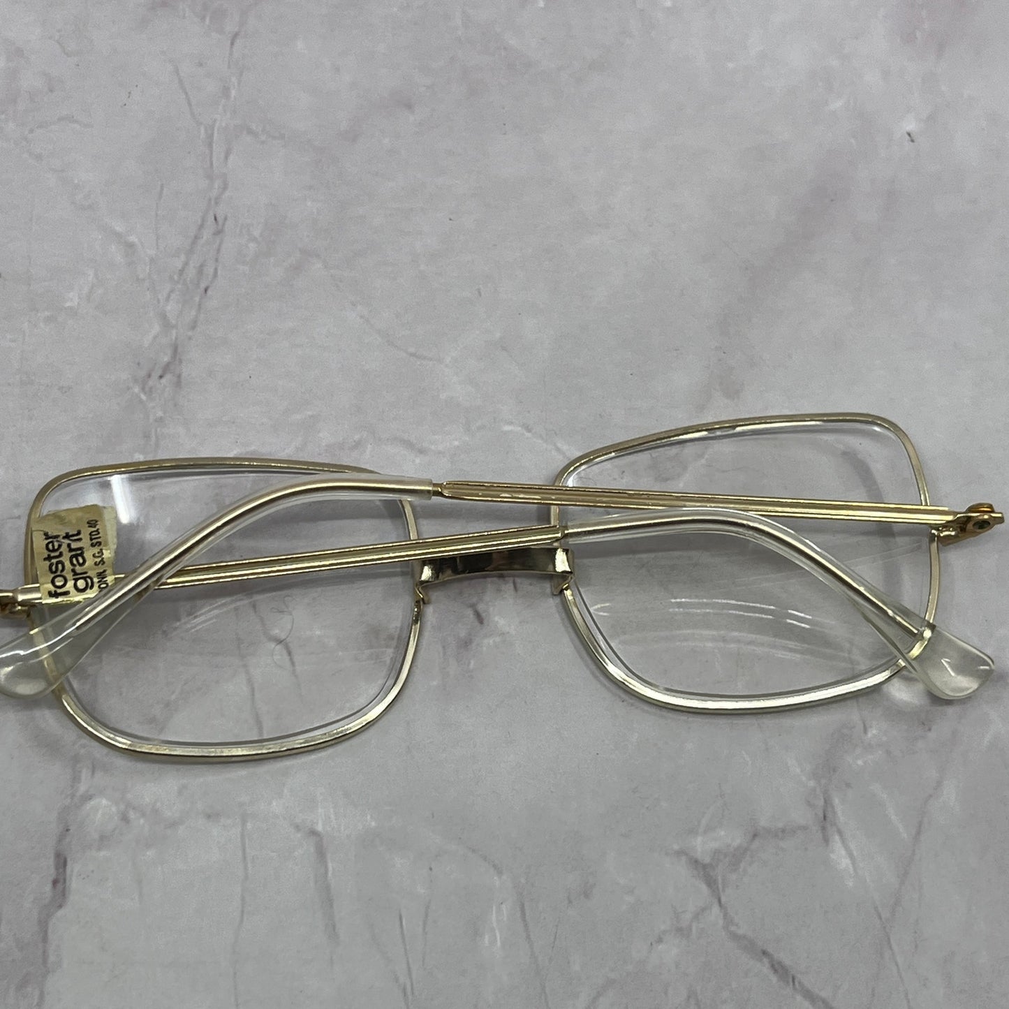 Vintage Foster Grant Gold Tone Rectangle Glasses New Unused NOS TC5-FG