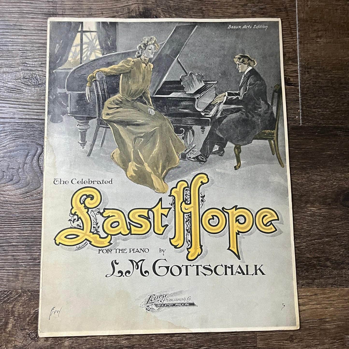 The Celebrated Last Hope for Piano L.M. Gottschalk 1907 Sheet Music V13