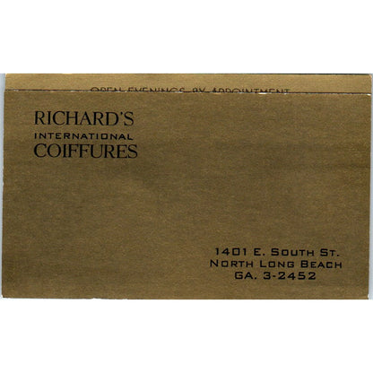 Richard's International Coiffures North Long Beach Vintage Business Card SD8-B10
