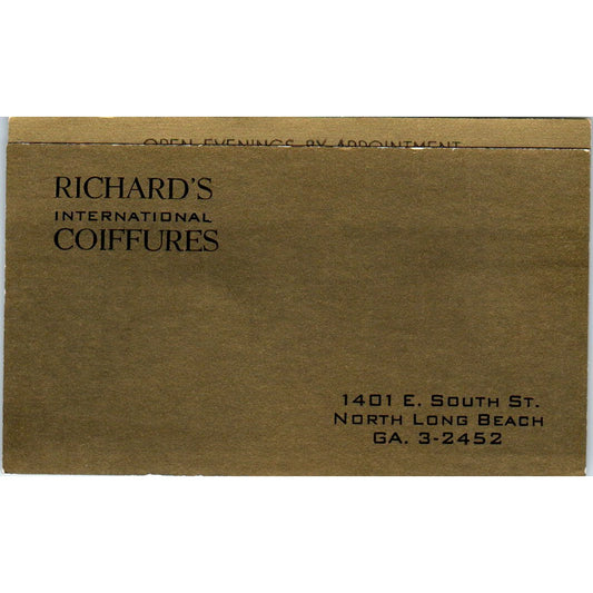 Richard's International Coiffures North Long Beach Vintage Business Card SD8-B10