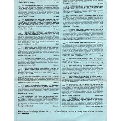 1955 Selected United States Government Publications Order Form AE4