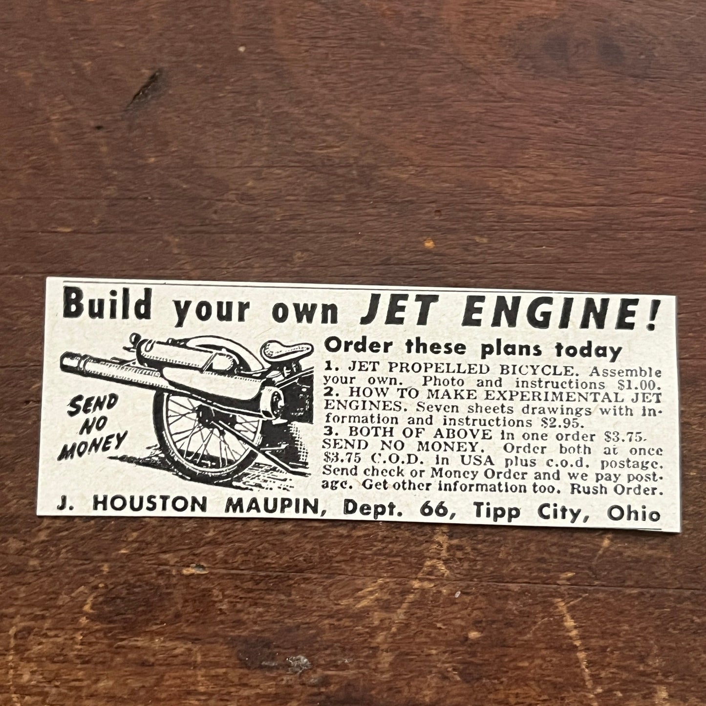 Build Your Own Jet Engine - J. Houston Maupin Tipp City OH 1955 Ad AF9-S2