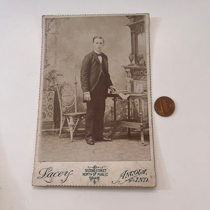 Young Man at a Desk - Lacey, Angola IN Antique Victorian CDV Card H4-2