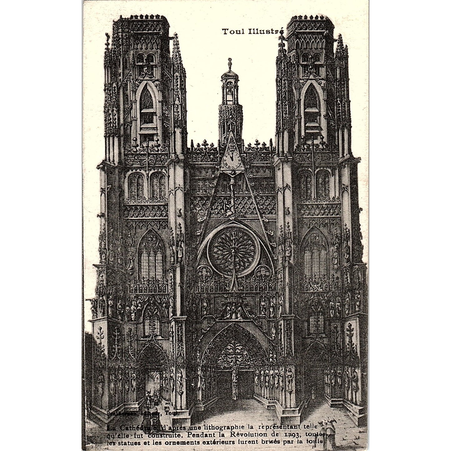 La Cathedrale Tour Illustre French Antique Postcard PE10