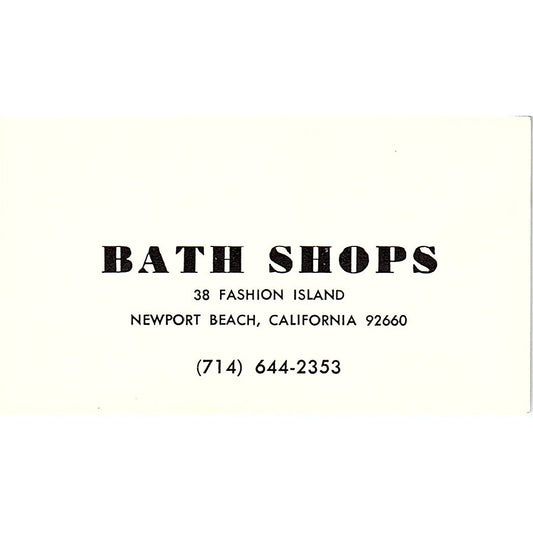 Bath Shops Fashion Island Newport Beach CA Vintage Business Card SB4-B8