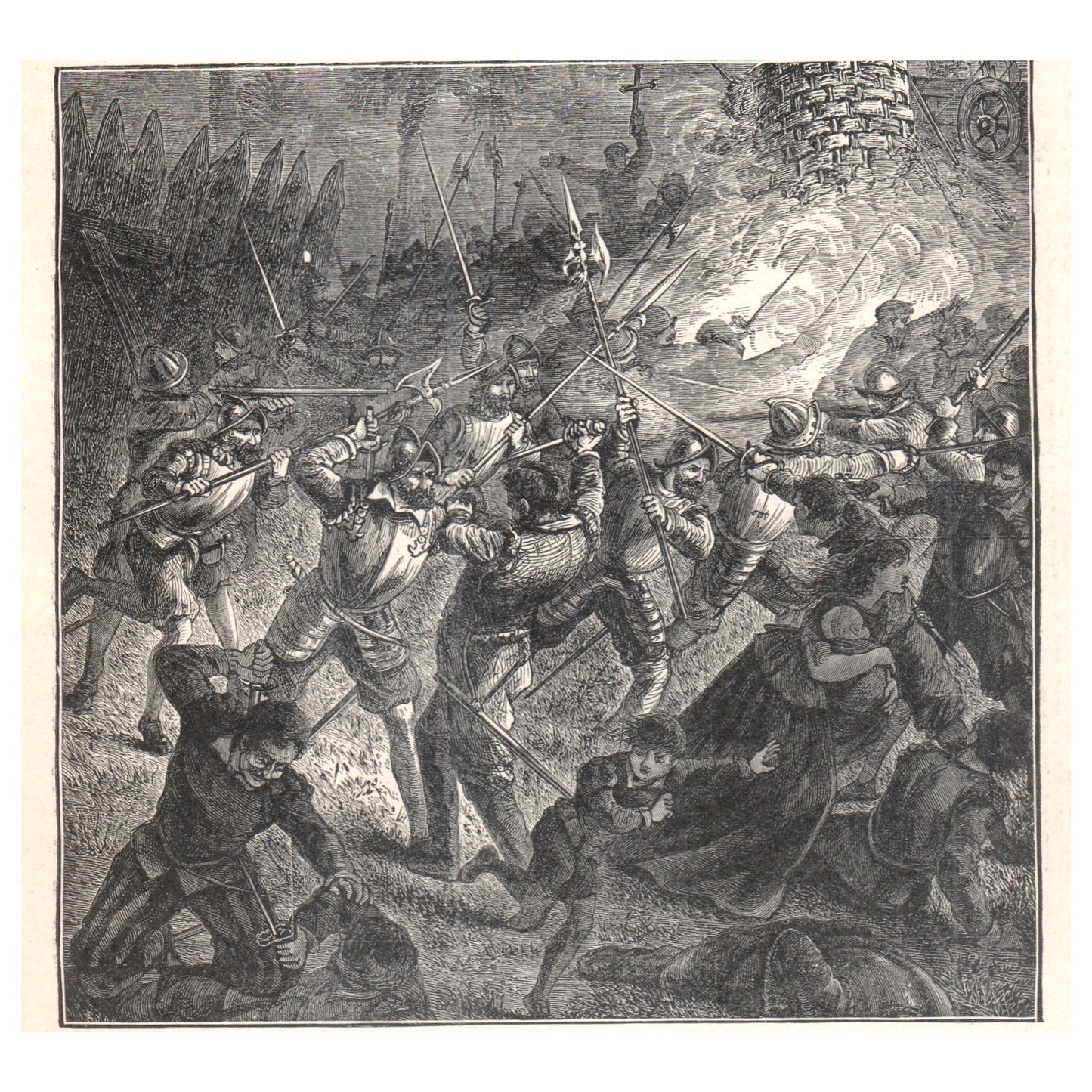 Massacre of the Huguenots by Melendez 1911 Engraving Print AF5-8