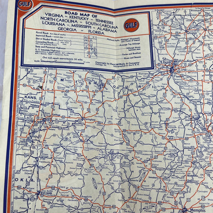 c1940 Gulf Oil Alabama Info-Map Fold Out TI8-S4