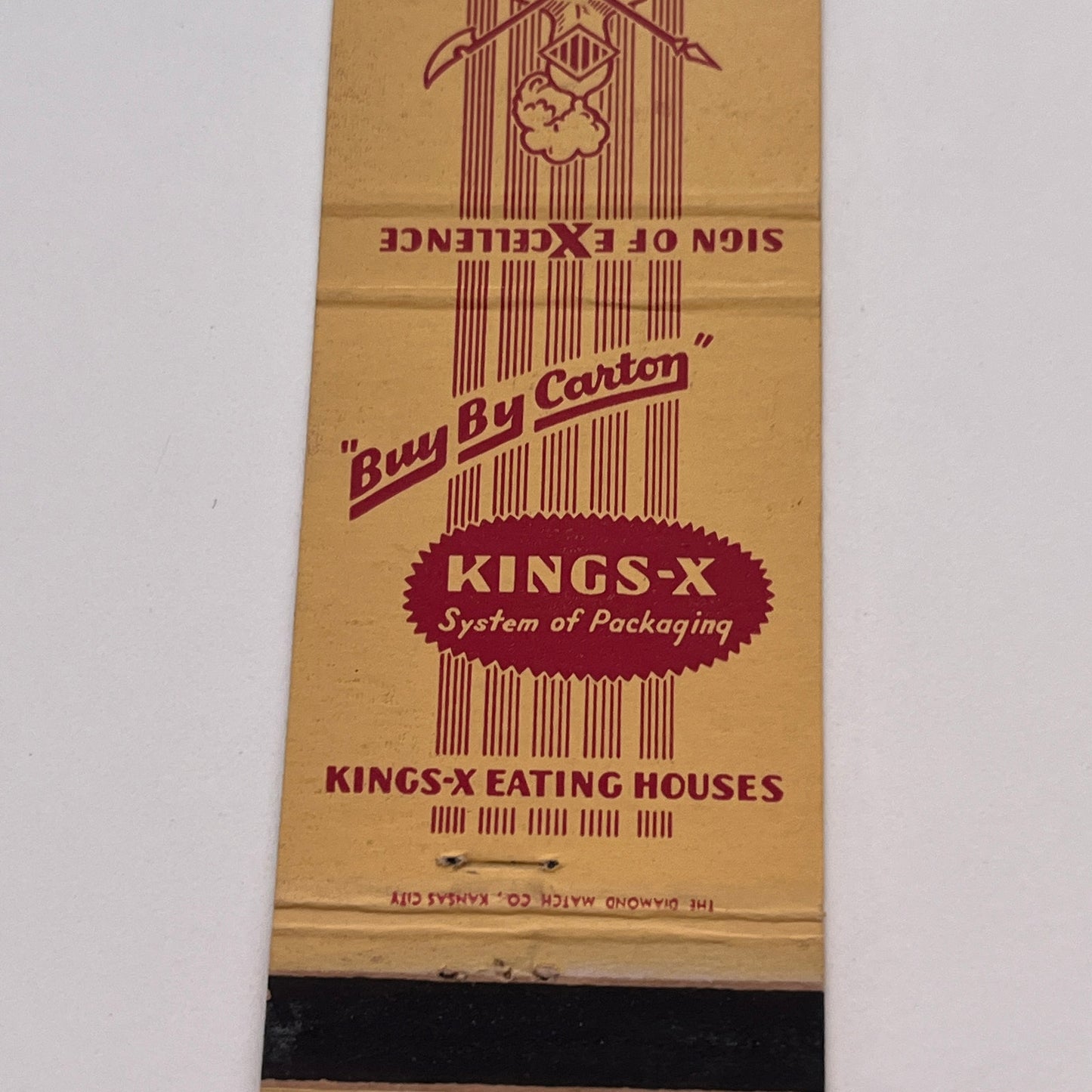 Kings-X Eating Houses System of Packaging Vintage Matchbook Cover TB6-MB2-3
