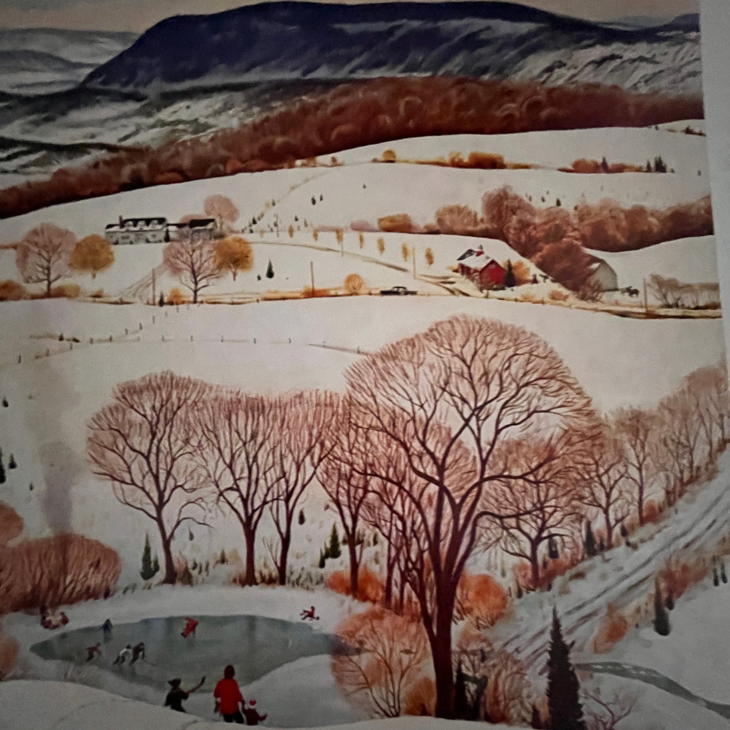 John Clymer Winter Scene Ice Skating 10x11" Art Print FL1