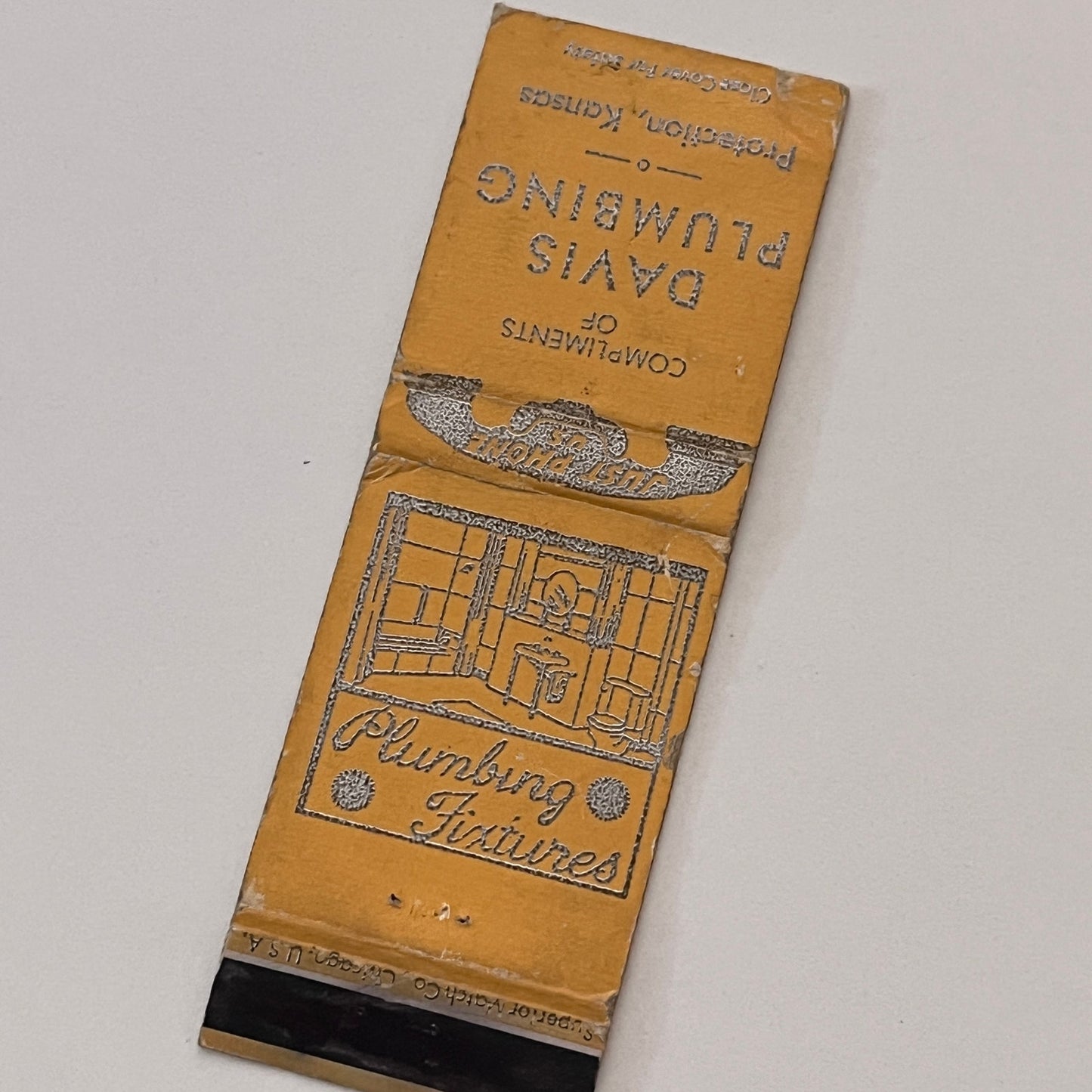 Davis Plumbing Protection Kansas Vintage Matchbook Cover TB6-MB2-2